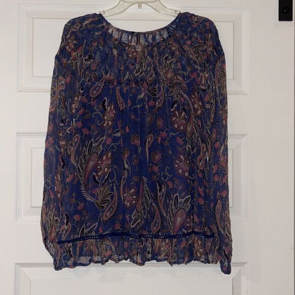 Sundance Indigo Floral Paisley Sheer Blouse - Picture 5 of 6